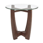 Mesa de centro redonda de cristal templado negra/marrón, 2 personas, 23.5"