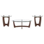 Mesa de centro redonda de cristal templado negra/marrón, 2 personas, 23.5"