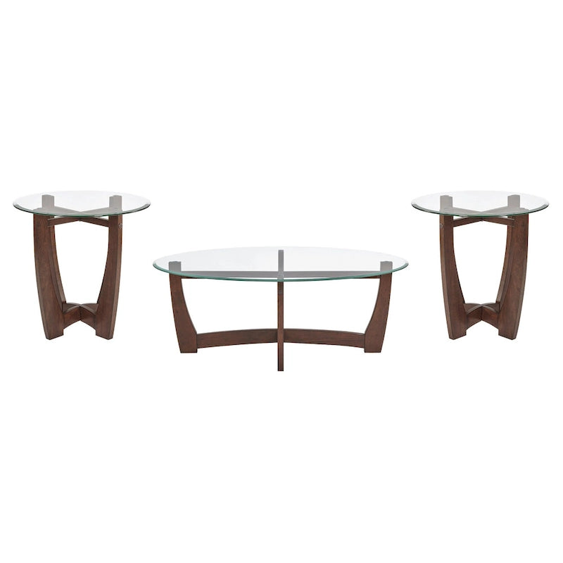 Mesa de centro redonda de cristal templado negra/marrón, 2 personas, 23.5"
