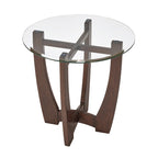 Mesa de centro redonda de cristal templado negra/marrón, 2 personas, 23.5"