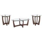 Mesa de centro redonda de cristal templado negra/marrón, 2 personas, 23.5"