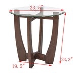 Mesa de centro redonda de cristal templado negra/marrón, 2 personas, 23.5"
