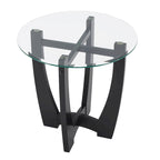 Mesa de centro redonda de cristal templado negra/marrón, 2 personas, 23.5"