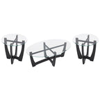 Mesa de centro redonda de cristal templado negra/marrón, 2 personas, 23.5"