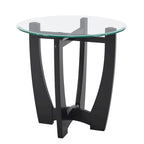 Mesa de centro redonda de cristal templado negra/marrón, 2 personas, 23.5"