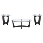 Mesa de centro redonda de cristal templado negra/marrón, 2 personas, 23.5"