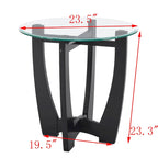 Mesa de centro redonda de cristal templado negra/marrón, 2 personas, 23.5"