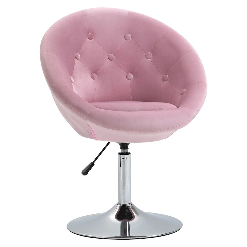 Taburete individual giratorio de terciopelo rosa