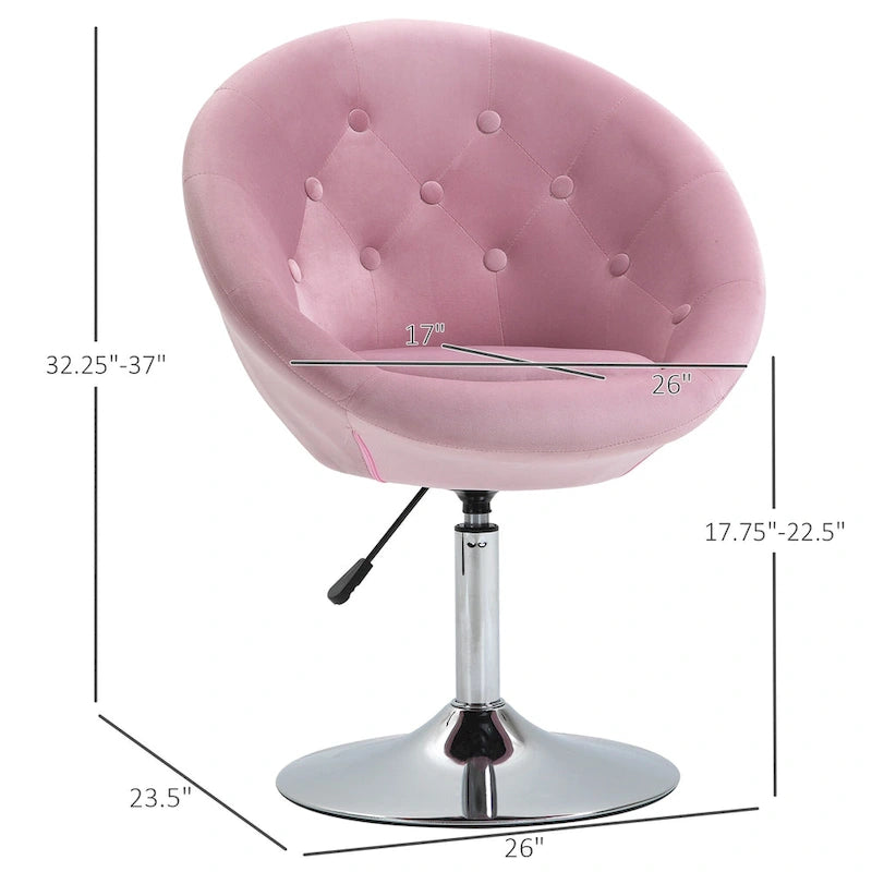Taburete individual giratorio de terciopelo rosa