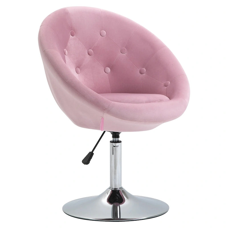 Taburete individual giratorio de terciopelo rosa