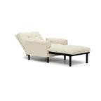Sofá individual convertible de terciopelo marfil, sillón y cama
