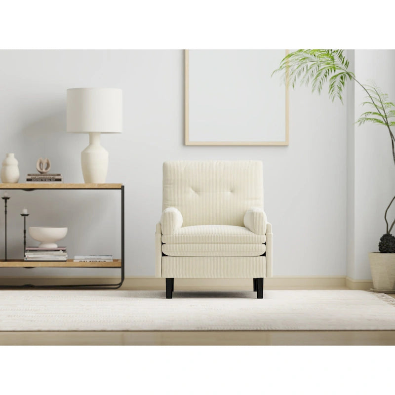 Sofá individual convertible de terciopelo marfil, sillón y cama
