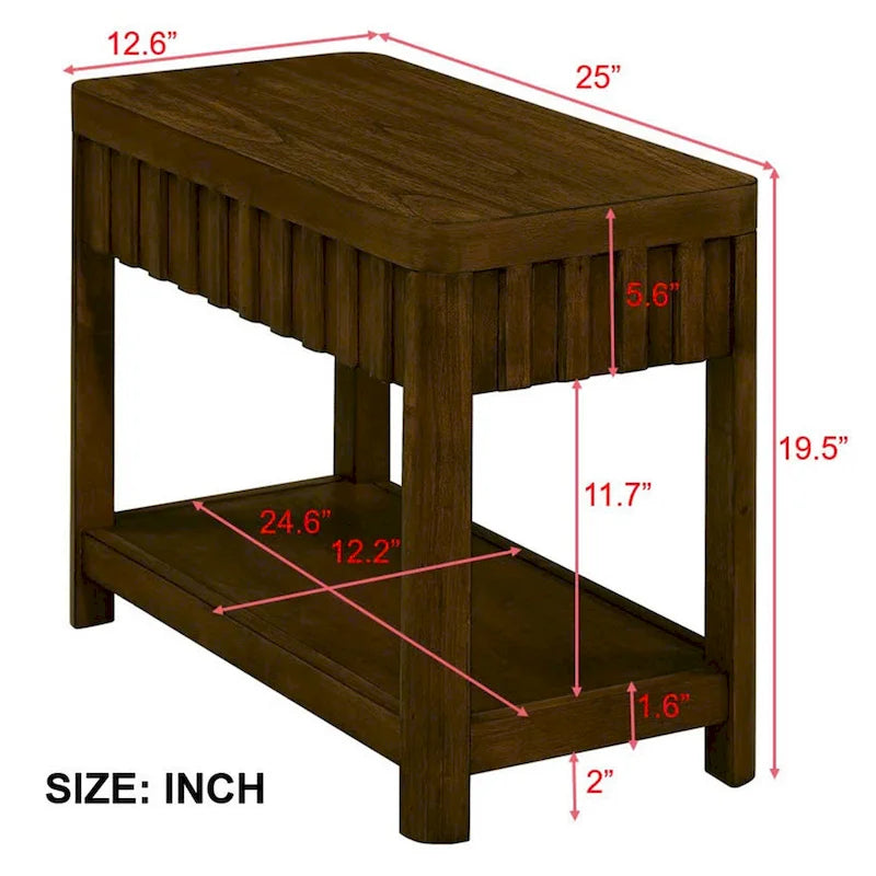 Mesa auxiliar de madera maciza en color espresso/marrón con estante abierto, 1 unidad