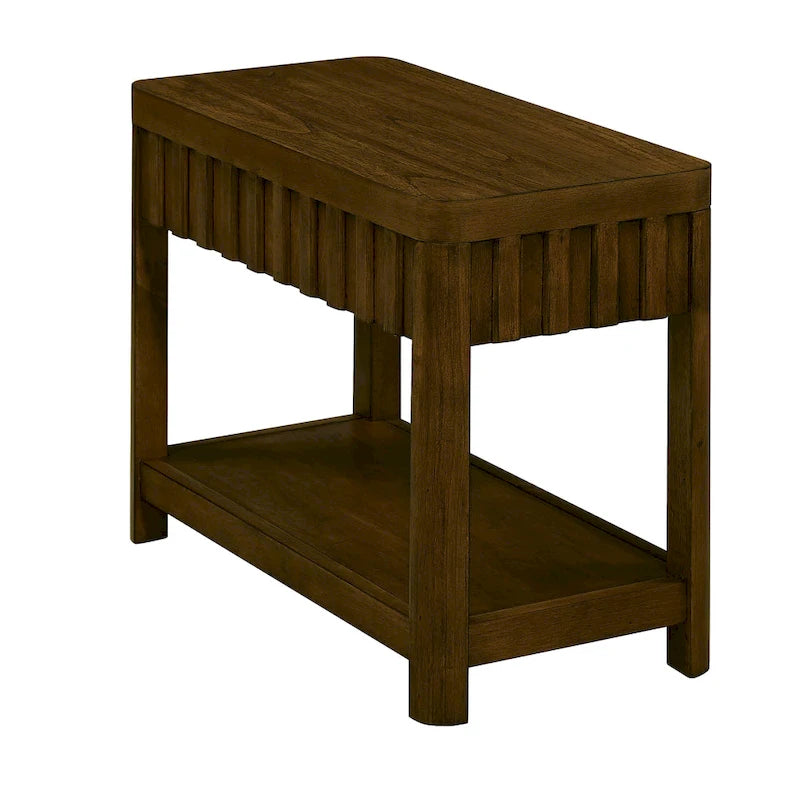 Mesa auxiliar de madera maciza en color espresso/marrón con estante abierto, 1 unidad