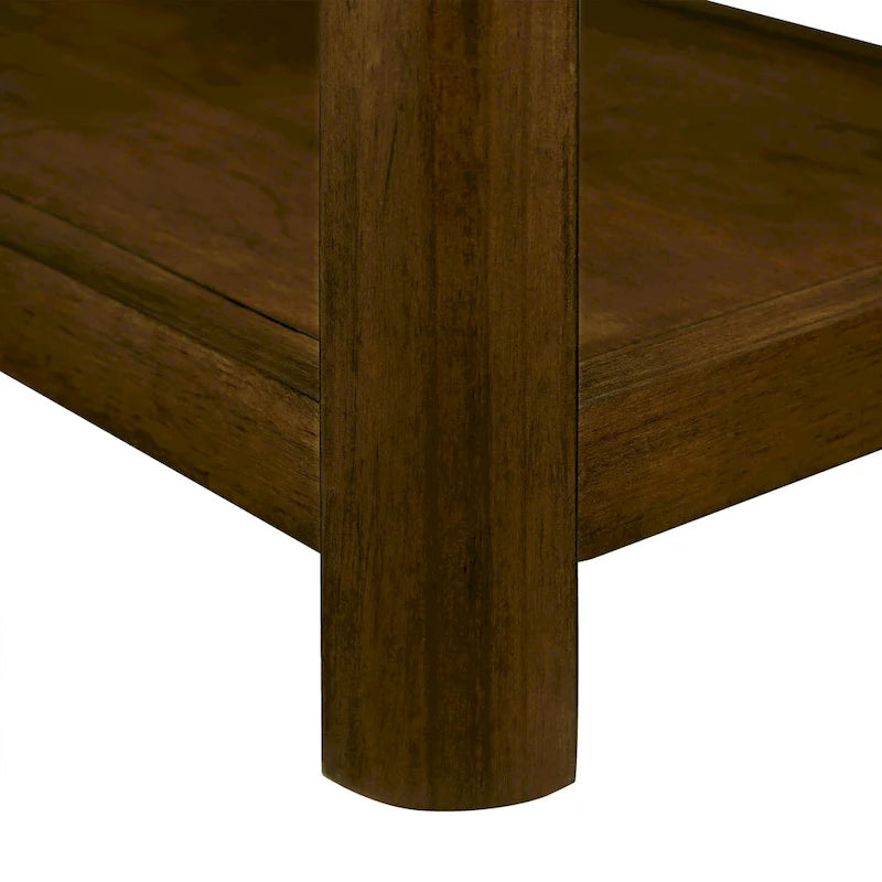 Mesa auxiliar de madera maciza en color espresso/marrón con estante abierto, 1 unidad