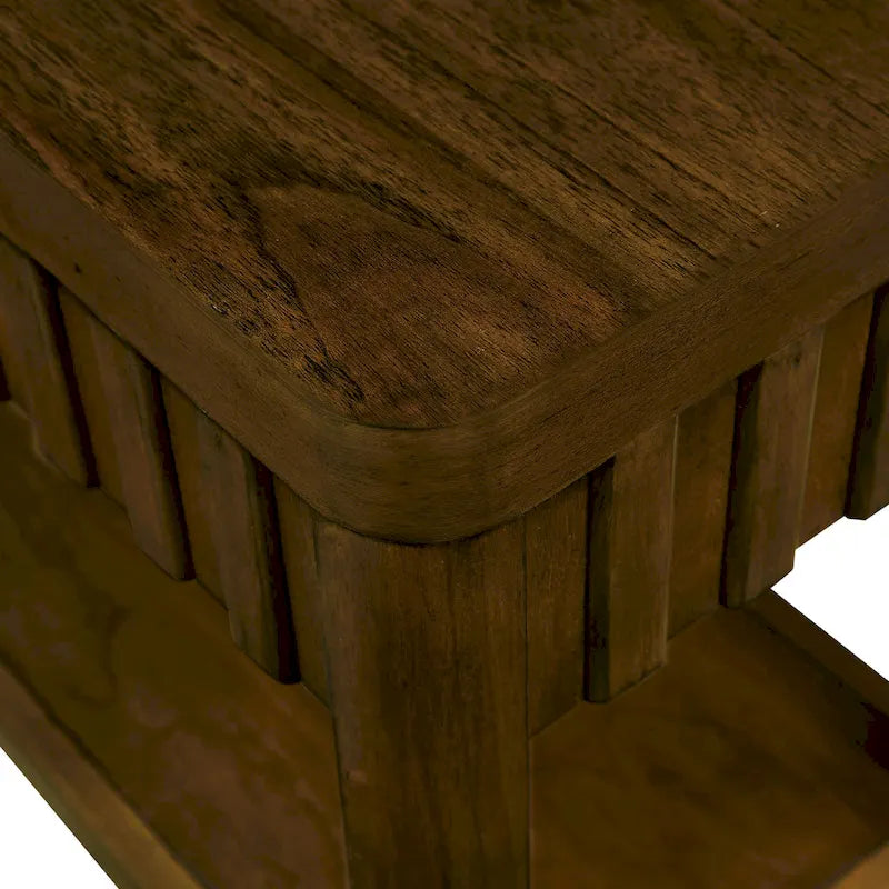 Mesa auxiliar de madera maciza en color espresso/marrón con estante abierto, 1 unidad