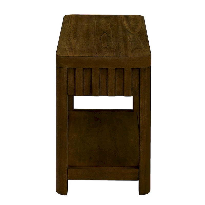 Mesa auxiliar de madera maciza en color espresso/marrón con estante abierto, 1 unidad
