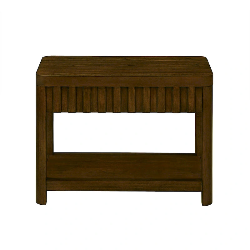 Mesa auxiliar de madera maciza en color espresso/marrón con estante abierto, 1 unidad