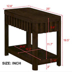 Mesa auxiliar de madera maciza en color espresso/marrón con estante abierto, 1 unidad