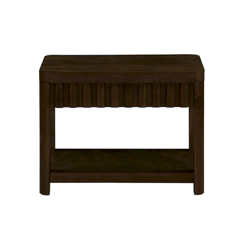 Mesa auxiliar de madera maciza en color espresso/marrón con estante abierto, 1 unidad