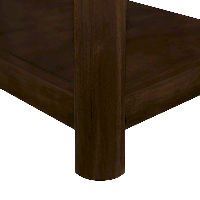 Mesa auxiliar de madera maciza en color espresso/marrón con estante abierto, 1 unidad