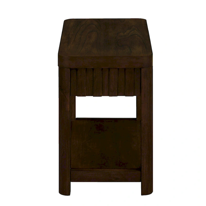 Mesa auxiliar de madera maciza en color espresso/marrón con estante abierto, 1 unidad