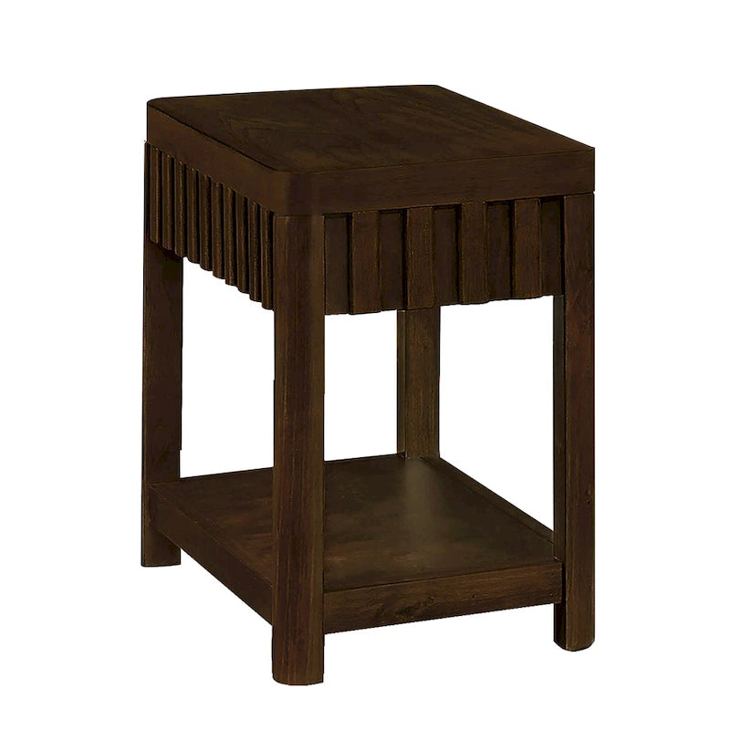 Mesa auxiliar de madera maciza en color espresso/marrón con estante abierto, 1 unidad
