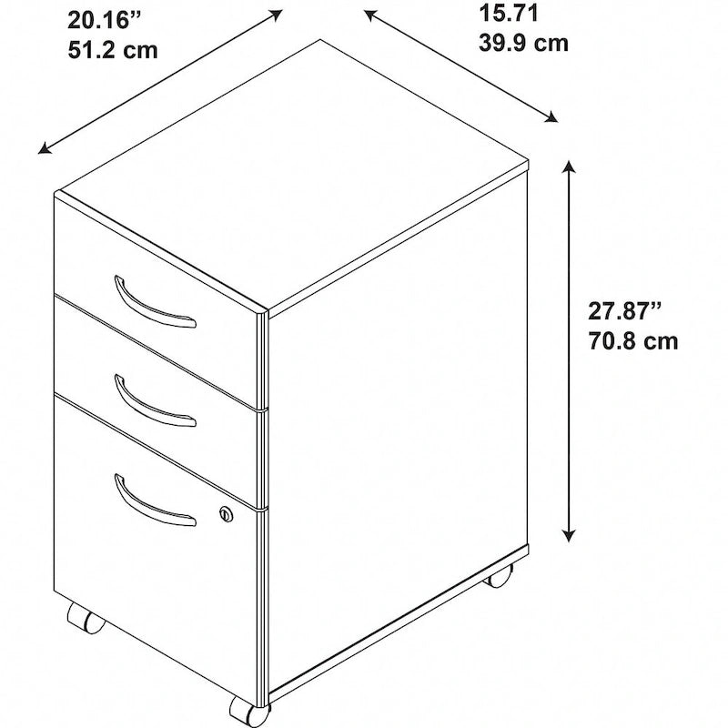 Cajonera Móvil de 3 Cajones – Cerezo Hansen/Gris Grafito y Cerezo Mocha, Monousuario