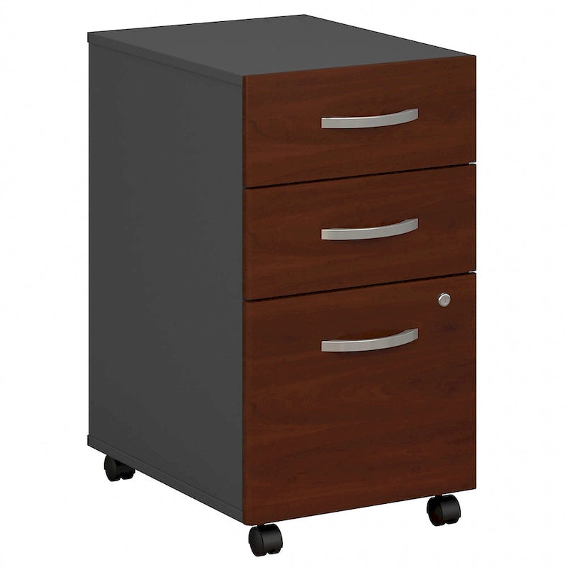 Cajonera Móvil de 3 Cajones – Cerezo Hansen/Gris Grafito y Cerezo Mocha, Monousuario
