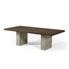 Mesa de comedor rectangular de madera y hormigón, marrón y gris, para 10 personas
