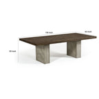 Mesa de comedor rectangular de madera y hormigón, marrón y gris, para 10 personas
