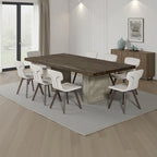 Mesa de comedor rectangular de madera y hormigón, marrón y gris, para 10 personas