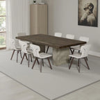 Mesa de comedor rectangular de madera y hormigón, marrón y gris, para 10 personas