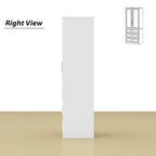 Armario blanco de doble puerta de cristal con tiradores dorados y barra para colgar, 1 persona