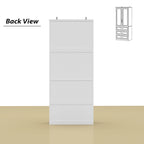 Armario blanco de doble puerta de cristal con tiradores dorados y barra para colgar, 1 persona