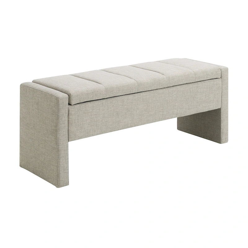 Banco otomano tapizado de almacenaje para 2 personas en gris oscuro / gris marrón / gris claro