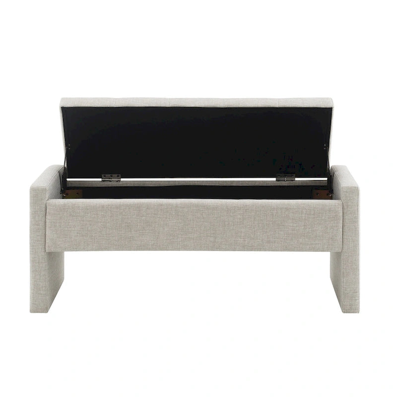 Banco otomano tapizado de almacenaje para 2 personas en gris oscuro / gris marrón / gris claro