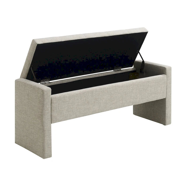 Banco otomano tapizado de almacenaje para 2 personas en gris oscuro / gris marrón / gris claro