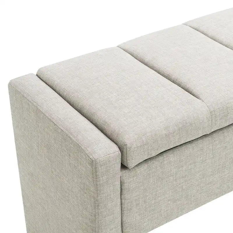 Banco otomano tapizado de almacenaje para 2 personas en gris oscuro / gris marrón / gris claro