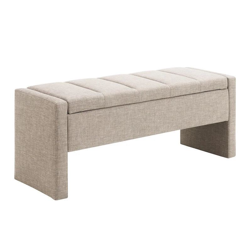 Banco otomano tapizado de almacenaje para 2 personas en gris oscuro / gris marrón / gris claro