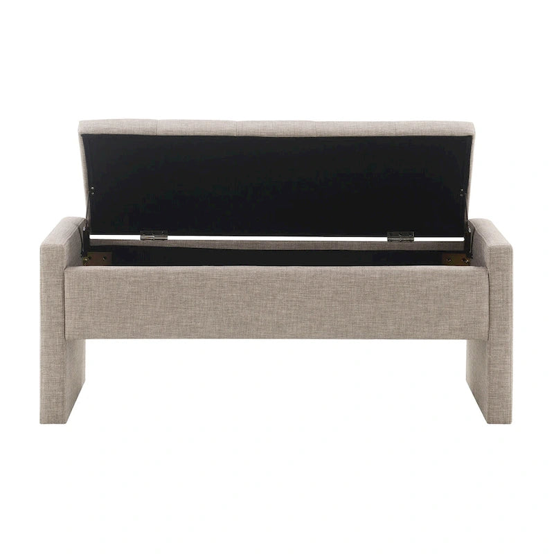 Banco otomano tapizado de almacenaje para 2 personas en gris oscuro / gris marrón / gris claro