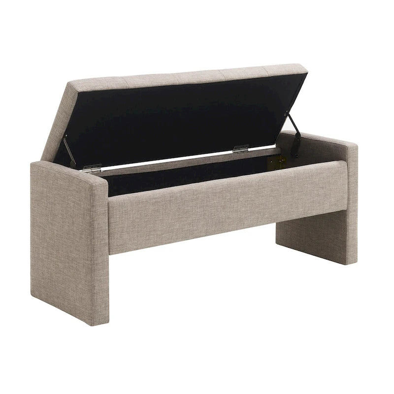 Banco otomano tapizado de almacenaje para 2 personas en gris oscuro / gris marrón / gris claro