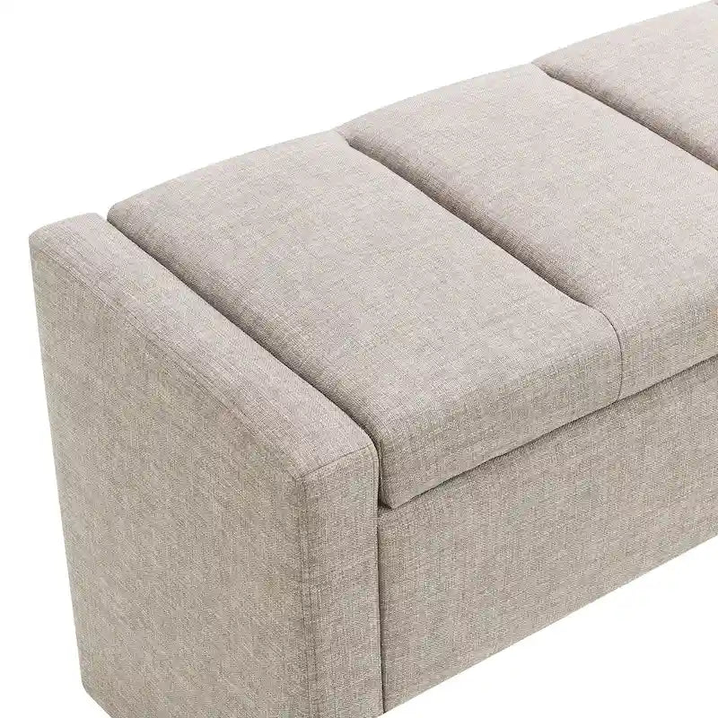 Banco otomano tapizado de almacenaje para 2 personas en gris oscuro / gris marrón / gris claro