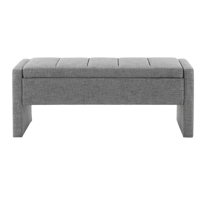 Banco otomano tapizado de almacenaje para 2 personas en gris oscuro / gris marrón / gris claro