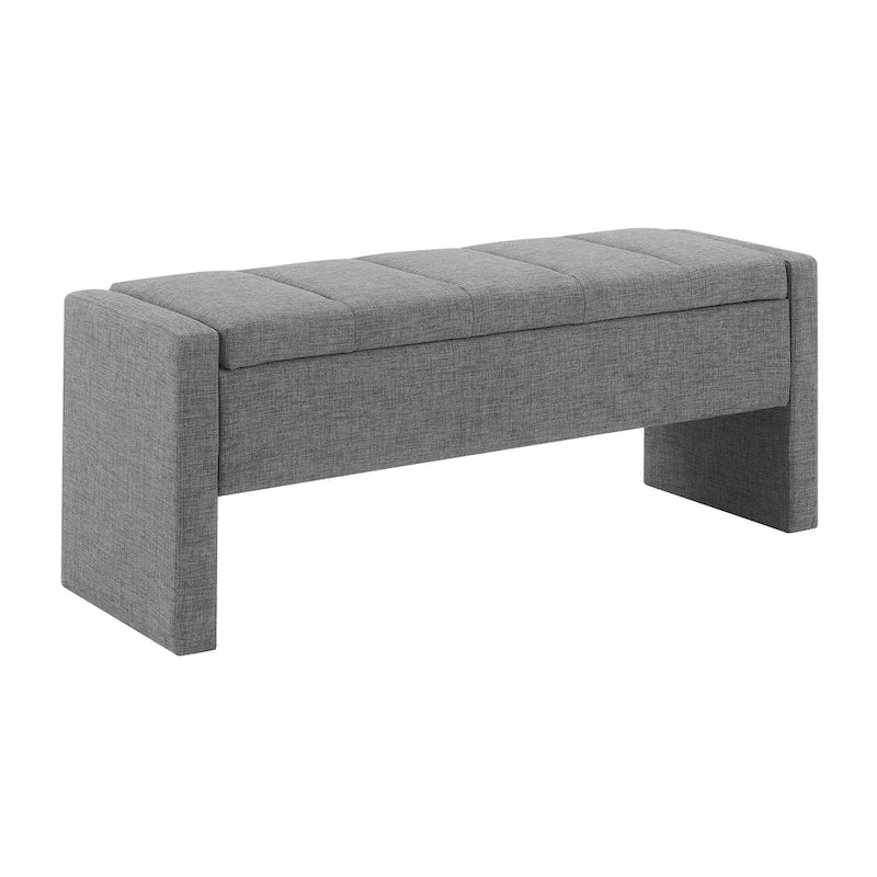Banco otomano tapizado de almacenaje para 2 personas en gris oscuro / gris marrón / gris claro