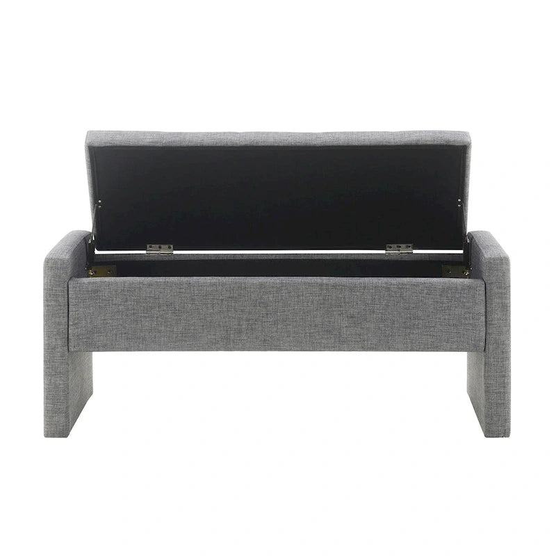 Banco otomano tapizado de almacenaje para 2 personas en gris oscuro / gris marrón / gris claro