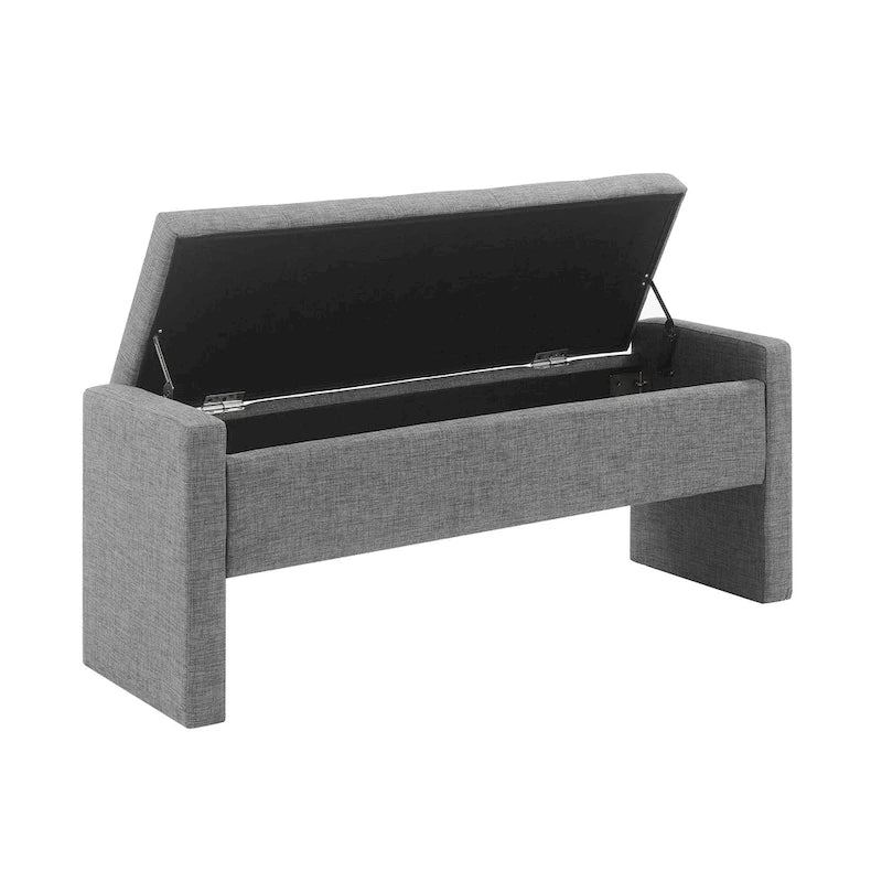 Banco otomano tapizado de almacenaje para 2 personas en gris oscuro / gris marrón / gris claro