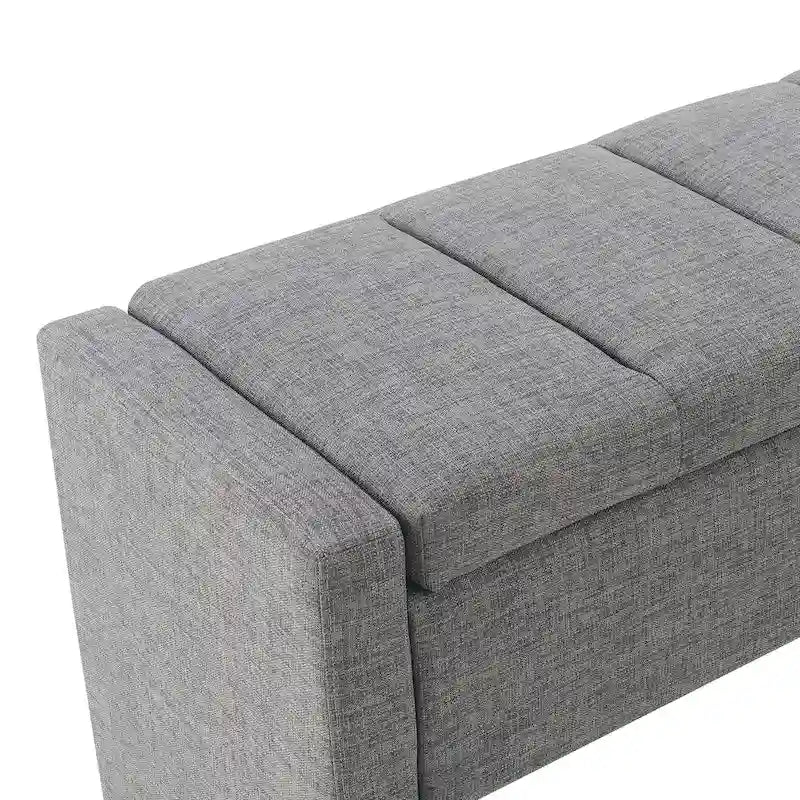 Banco otomano tapizado de almacenaje para 2 personas en gris oscuro / gris marrón / gris claro