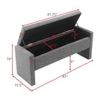 Banco otomano tapizado de almacenaje para 2 personas en gris oscuro / gris marrón / gris claro