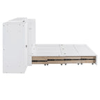 Cama Murphy Queen blanca con armario, escritorio y USB, 1 persona